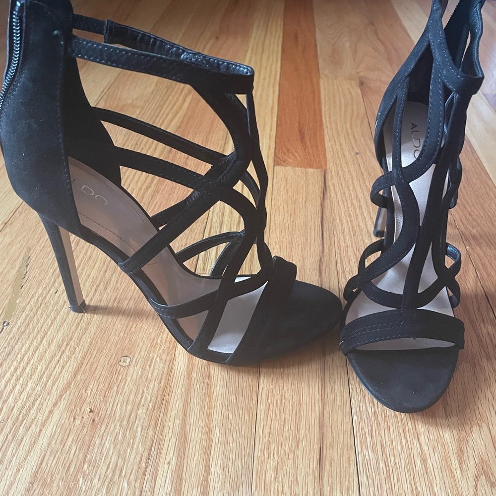 Aldo Black Heels with Strappy Design and Stiletto Heel